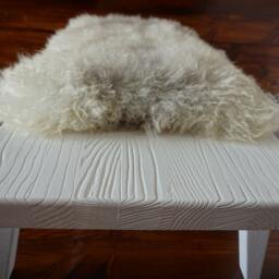 Minimalist White Oak Bench Cream Norwegian Sheepskin Upholstery - thumbnail 3