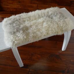 Minimalist White Oak Bench Cream Norwegian Sheepskin Upholstery - thumbnail 4
