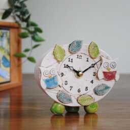 Handmade Ceramic Owl Clock Quirky Mantelpiece Decor - thumbnail 3