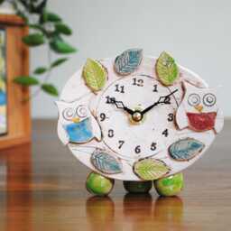 Handmade Ceramic Owl Clock Quirky Mantelpiece Decor