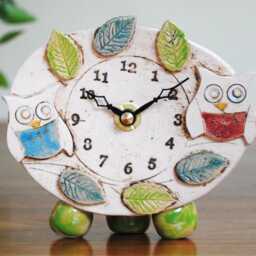 Handmade Ceramic Owl Clock Quirky Mantelpiece Decor - thumbnail 2