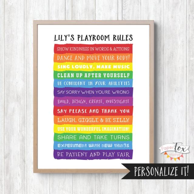 Playroom Rules/Art Decor Kids Wall Childrens Room Sign For Printable - image 1