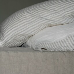 Natural Linen Pillowcase Washed Flax With Contrasting Hem - thumbnail 4