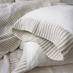 Natural Linen Pillowcase Washed Flax With Contrasting Hem - thumbnail 3