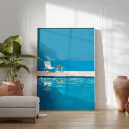 Swimming Pool Wall Art, Art Print, Poster, Blue Gift, Summer Water - thumbnail 3