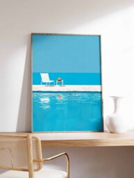 Swimming Pool Wall Art, Art Print, Poster, Blue Gift, Summer Water - thumbnail 1