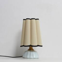 Handmade Khaki Fabric Table Lamp Ceramic Base Home Decor-9# - thumbnail 2