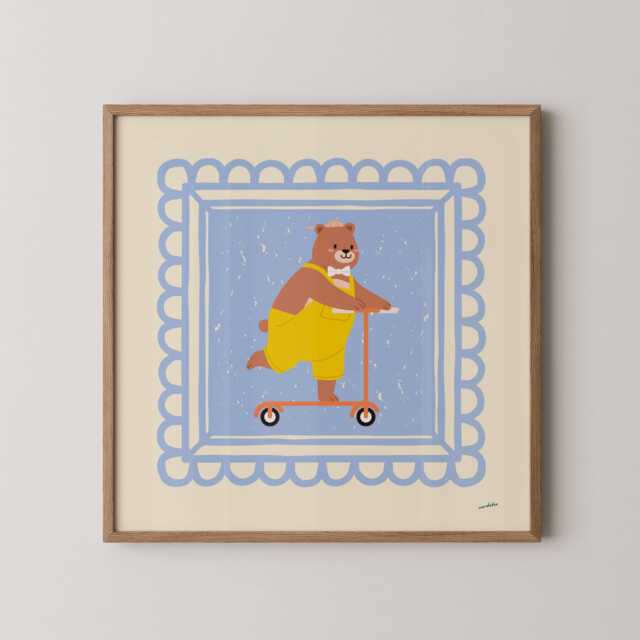 Playful Bear- Animal Illustration - Kids Wall Art Playroom Home Decor Nursery Living Bedroom Print - image 1