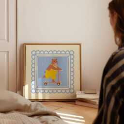 Playful Bear- Animal Illustration - Kids Wall Art Playroom Home Decor Nursery Living Bedroom Print - thumbnail 2