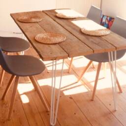 Handmade Exterior Hairpin Dining Table - Custom Sizes & Finishes Rustic Outdoor Furniture Free UK Delivery - thumbnail 2