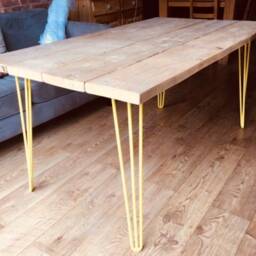 Handmade Exterior Hairpin Dining Table - Custom Sizes & Finishes Rustic Outdoor Furniture Free UK Delivery - thumbnail 4