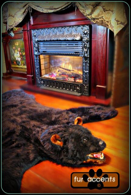 Handmade Faux Fur Black Bear Skin Rug, Animal Friendly - image 1