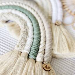Rainbow Wall Hanging, Olive & Natural Rainbow, Playroom Room Decor, Baby Shower Gift, Neutral Rainbow Macrame - thumbnail 2