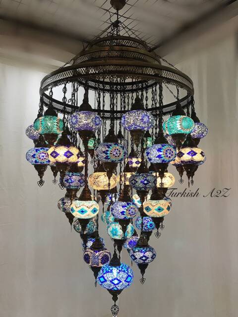 Turkish Mosaic Chandelier With 51 Large Globes , ID 153 - image 1