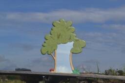 Tree Shaped Mirror W. Red Mushroom, Large Paper-Mache Mirror, Decorative Wall Bohemian Furniture, Nature Inspired, Green Mirror