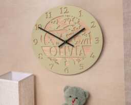Personalised Woodland Wall Clock, Nature Theme Kids Room Forest Nursery Decor, Custom Child's Bedroom Children's Art
