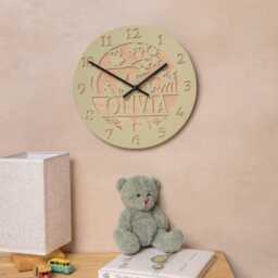 Personalised Woodland Wall Clock, Nature Theme Kids Room Forest Nursery Decor, Custom Child's Bedroom Children's Art - thumbnail 2