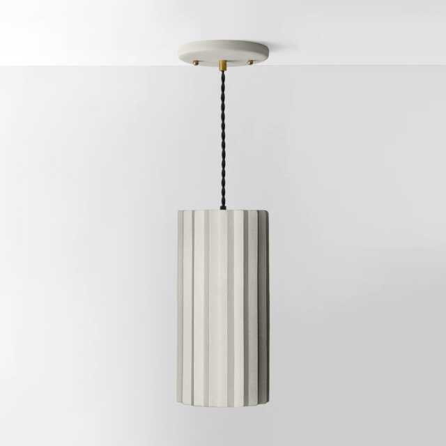 xl Syracuse - Ceramic Pendant Ceiling Light Handmade Minimalist Pillar Hanging Fixture in Bone White - image 1