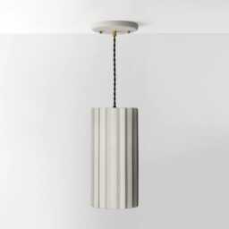 xl Syracuse - Ceramic Pendant Ceiling Light Handmade Minimalist Pillar Hanging Fixture in Bone White - thumbnail 1