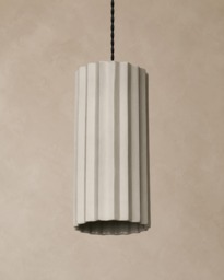 xl Syracuse - Ceramic Pendant Ceiling Light Handmade Minimalist Pillar Hanging Fixture in Bone White