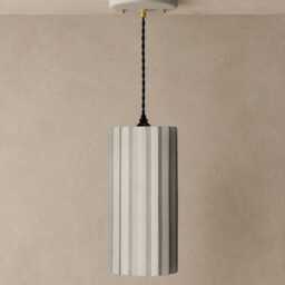 xl Syracuse - Ceramic Pendant Ceiling Light Handmade Minimalist Pillar Hanging Fixture in Bone White - thumbnail 2