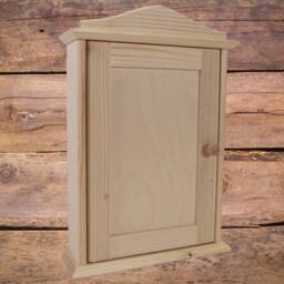 Wooden Key Cabinet - 6 Hooks Wall Mounted Box Key's Rack Hanging Holder Cupboard Organiser Paintable Decorative Wood - thumbnail 4