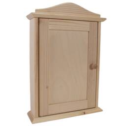 Wooden Key Cabinet - 6 Hooks Wall Mounted Box Key's Rack Hanging Holder Cupboard Organiser Paintable Decorative Wood - thumbnail 2