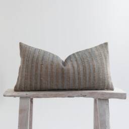 Rustic Bronze Striped Lumbar Pillow Cover, Bamboo Reverse