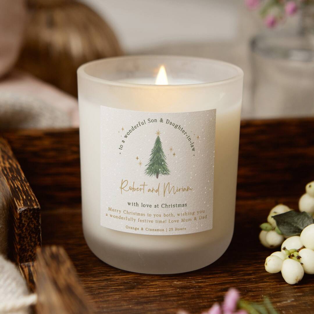 Personalised Christmas Candle Gift Son Daughter-In-Law, Scented