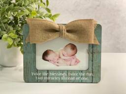 Twins Picture Frame Rustic Baby Announcement Gift - thumbnail 1