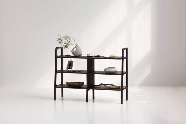 Minimalist Bookshelf, Mid Century Bookcase, Wide Century Modern Bookcase, Custom Black Handmade Furniture - image 1