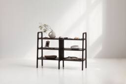 Minimalist Bookshelf, Mid Century Bookcase, Wide Century Modern Bookcase, Custom Black Handmade Furniture - thumbnail 1