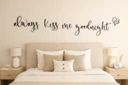Always Kiss Me Goodnight Wooden Words Wall Art Black, White Or Natural - thumbnail 1
