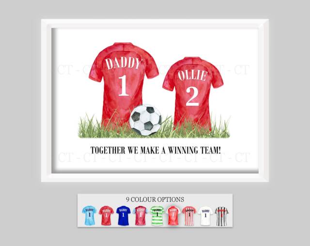 Personalised Family Daddy's Squad Football Team Print Shirts Up To 8 Members Only Unframed Boy Girl Father's Day Present Gift Dad - image 1