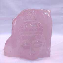 Rose Quartz Buddha, Gemstone Gautam Carved Stone Buddha, Buddha Figurine, Buddh, Head, Face, Polished - thumbnail 3
