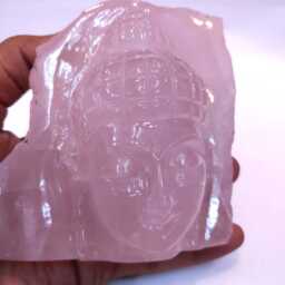 Rose Quartz Buddha, Gemstone Gautam Carved Stone Buddha, Buddha Figurine, Buddh, Head, Face, Polished - thumbnail 1