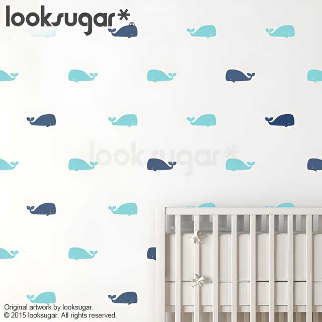 Peel & Stick Whale Pattern Wall Decal For Kids' Rooms, Ocean Theme Nursery, Classroom, Dental Doctor's Office Decor - Lswp-Ap0035Nf - image 1
