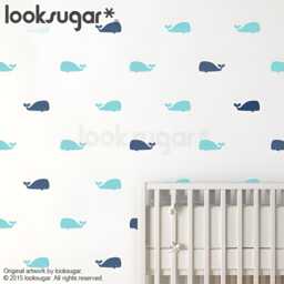 Peel & Stick Whale Pattern Wall Decal For Kids' Rooms, Ocean Theme Nursery, Classroom, Dental Doctor's Office Decor - Lswp-Ap0035Nf - thumbnail 1