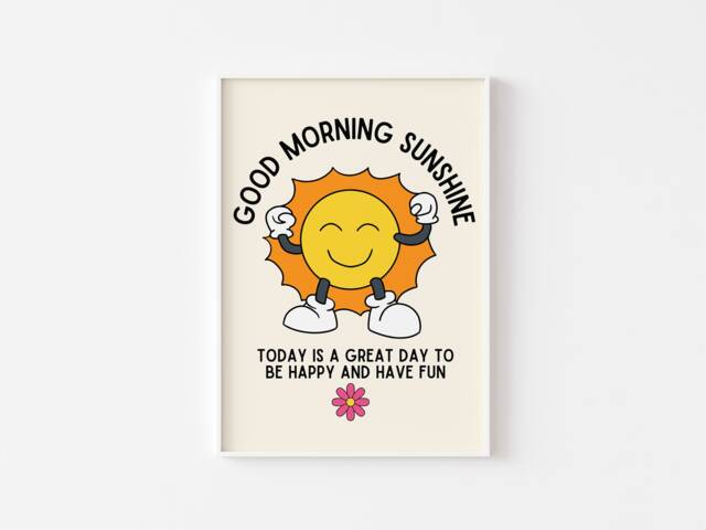 Good Morning Sunshine Retro Print Fun Mascot Art - image 1