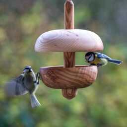 Hand Turned Wooden Bird Feeder - Artisan Gift Outdoor Wildlife
