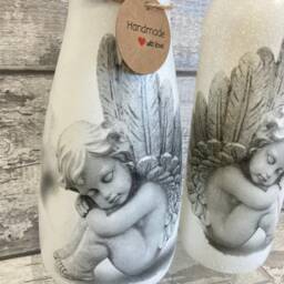 Angel Vase, Cherub Vase & Light Up Bottle Set, Gifts, Mother's Day Gifts , Xmas Snowdrops - thumbnail 2