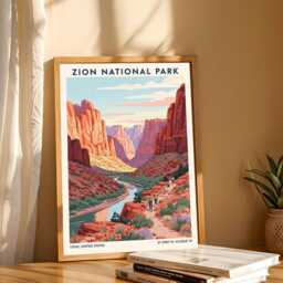 Zion National Park, Utah, Usa Travel Poster - Vintage American Art Print Illustration - thumbnail 3