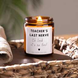 Funny Teacher Thank You Candle, Teacher's Last Nerve End Of School Appreciation Gift, Teaching Assistant Of Year Christmas Present - thumbnail 1