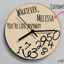 Custom Name Whatever, You're Late Anyway/Round Beige - Wall Clock - thumbnail 2