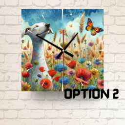 Dog Wall Clock Meadow Flowers Design, Nature-Inspired Art - thumbnail 2