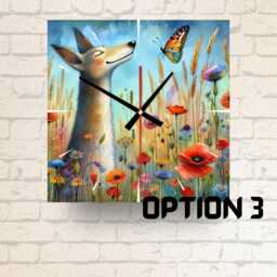 Dog Wall Clock Meadow Flowers Design, Nature-Inspired Art - thumbnail 3