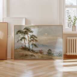 Pine Tree Cliff Poster, Lakeside Landscape Print, Nature Wall Art, Paper - thumbnail 4