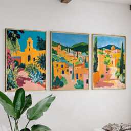 Santa Fe Usa Travel Poster Set Of 3 New Mexico Wall Art Southwest Cityscape American Prints, Vintage Illustration - thumbnail 3