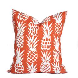2 Quality Outdoor Pillow Cover, Orange Pineapple, Decorative Throw Striped Pillow, Accent Tropical Case - thumbnail 2