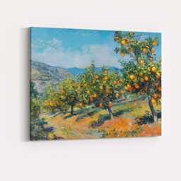 Vibrant Orange Grove Mediterranean Orchard Landscape Impressionist Canvas Wall Art Print Decor Picture Ready To Hang - thumbnail 4